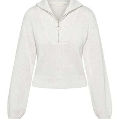 Lisbon Quarter Zip Sweater – White