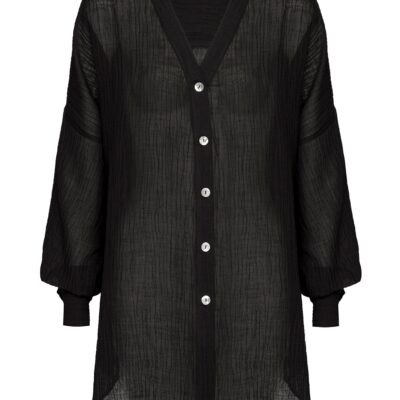 Barcelona Tunic – Black Crinkle Linen