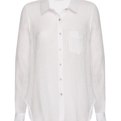 Monaco Shirt – White Crinkle Linen